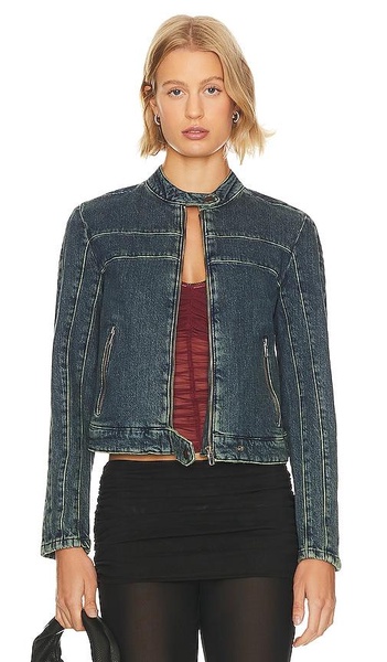 x We The Free Fast Lane Denim Moto Jacket