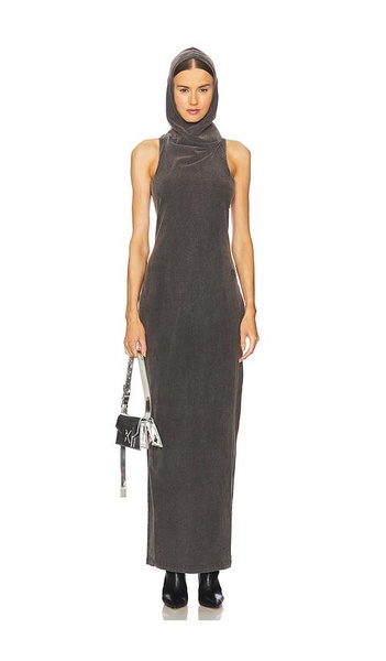 Cowl Neck Racer Back Fitted Long Dress