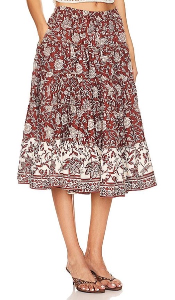 Full Swing Printed Midi Skirt