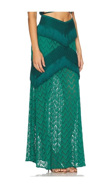 Fringe Trim Maxi Skirt