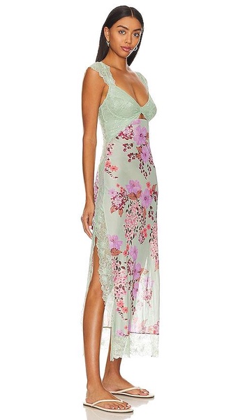 x Intimately FP Suddenly Fine Maxi Slip Dress In Sage Combo