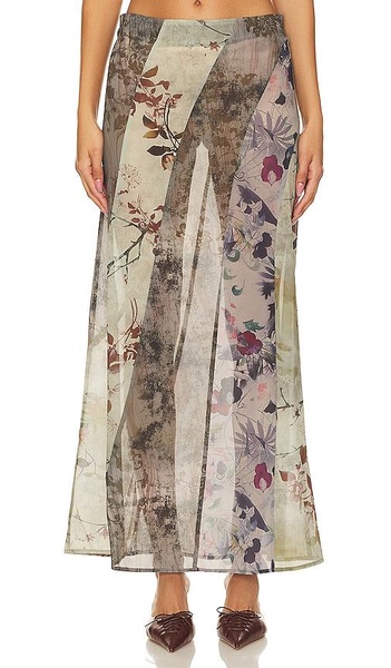 Panelled Print Maxi Skirt