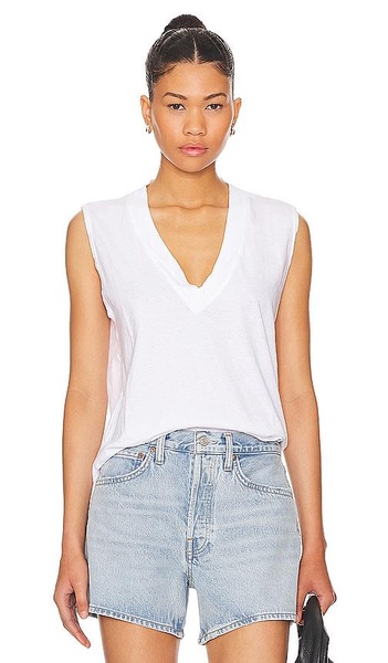 Cotton Sleeveless V Neck Tee