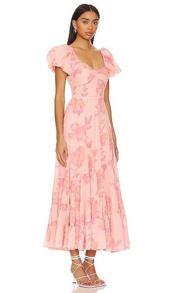 Short Sleeve Sundrenched Maxi Dress In Pinky Combo