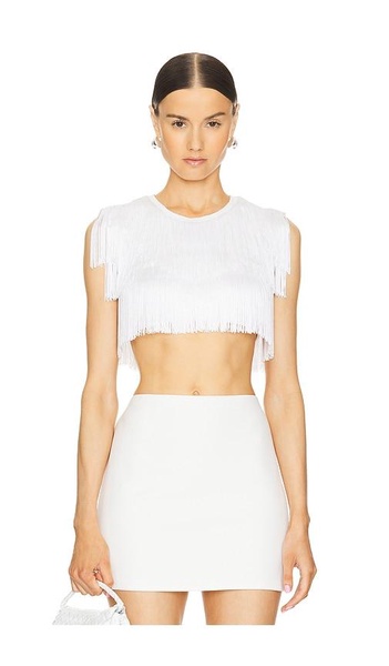 Midriff Sleeveless Fringe Tee