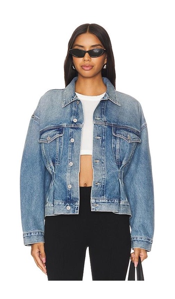 Leela Belted Denim Peplum Jacket