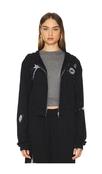 Lachelle Crop Tiger Elements Zip Up Hoodie