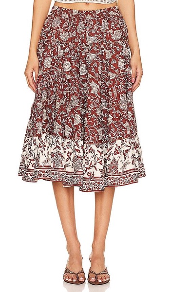 Full Swing Printed Midi Skirt