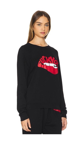 Anela Raglan F You Biting Lip Crew Neck