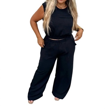 two piece pant set in black