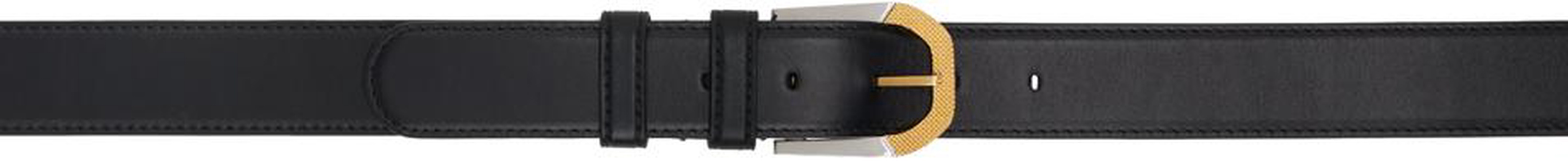 Black Art Deco Box Calf Leather Belt