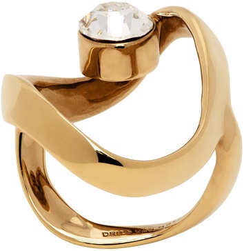 Gold Waved Jewel Ring