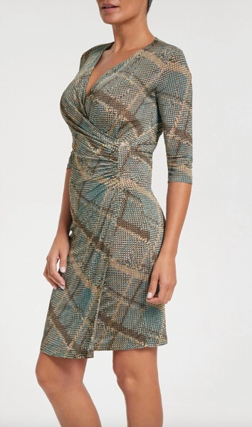 printed marine dress in reptile print beige multi