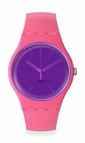 Swatch Unisex Casual Pink Watch Bio-sourced Material Quartz Berry Harmonious