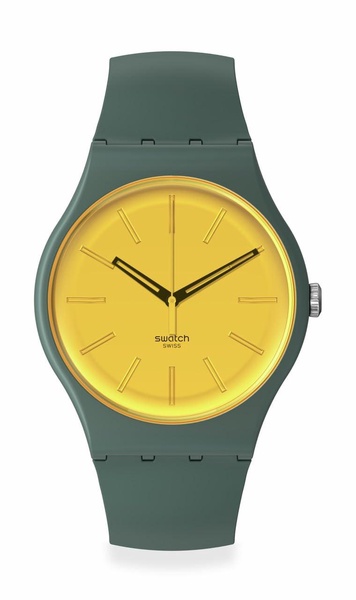 Swatch Unisex Casual Green Watch Bio-sourced Material Quartz Gold in The Garden