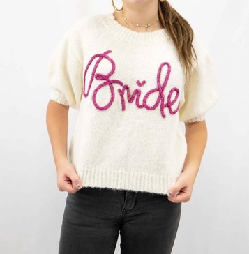 metallic sweaters in bride ivory