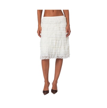 Women's Louise Lace And Mesh Ruffle Midi Skirt