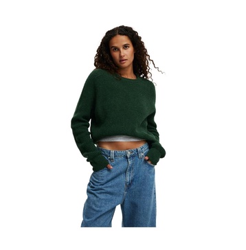 Women's Rib Crop Crew Neck Sweater