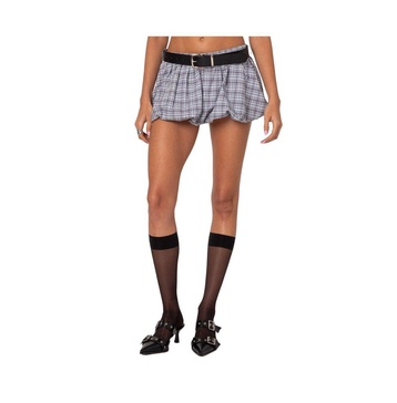 Women's Plaid bubble micro skort