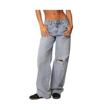 Women's Adam Distressed Wide Leg Jeans