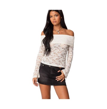 Women's Ashley Off Shoulder Sheer Lace Top