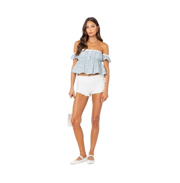 Women's Lacey ruffle trim fold over shorts