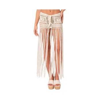 Women's Crochet Skirt With Floor Length Tassels