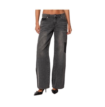 Women's Contrast Pocket Washed Low Rise Jeans