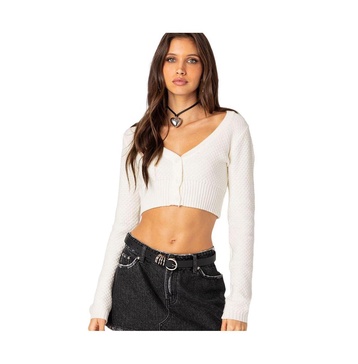 Women's V Neck Cropped Cardigan