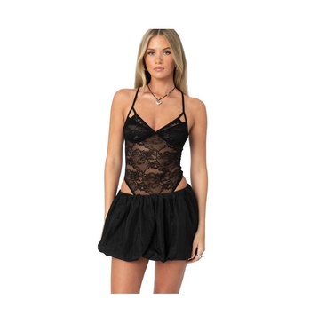 Women's Strappy Sheer Lace Bodysuit