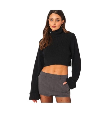 Women's Oversized turtle neck cropped sweater