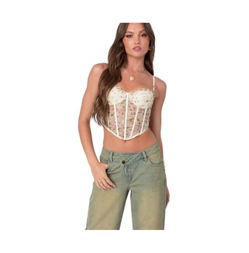 Women's Embroidered sheer lace corset