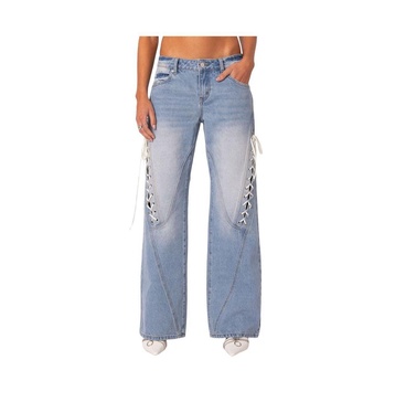 Women's Low Rise Ribbon Lace Up Jeans