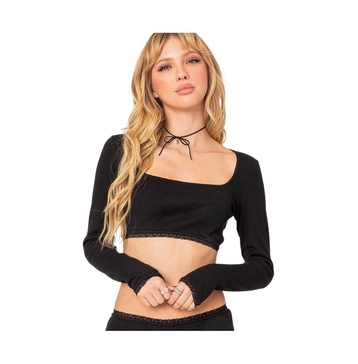 Women's GRWM waffle crop top