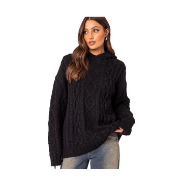 Women's Oversized cable knit sweater hoodie