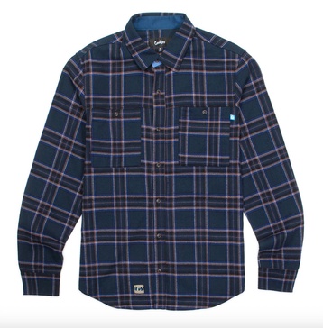 triumph heavy long sleeve flannel in stone navy