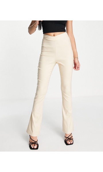 Vesper dipped waist flared pants in ecru