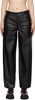 Black Baggy Dad Faux-Leather Trousers