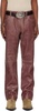 Burgundy Crackle Leather Pants