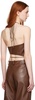 Brown Halter Faux-Leather Tank Top