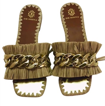 women's donata raffia flat sandals in brown