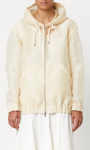 hooded technical jacket in cream