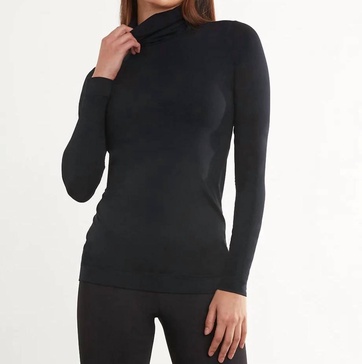 butter long sleeve turtleneck top in black