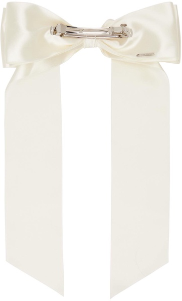 Off-White Embellished Satin Bow Hair Clip