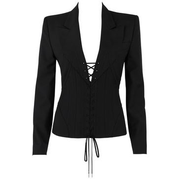 ALEXANDER McQUEEN S/S 2002 "Dance of the Twisted Bull" Black Corseted Blazer 44