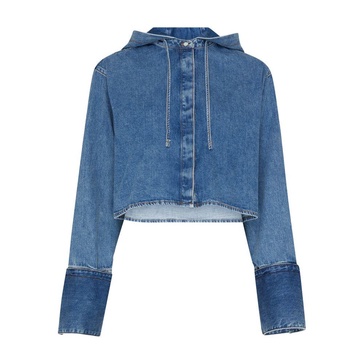 Denim hooded shirt