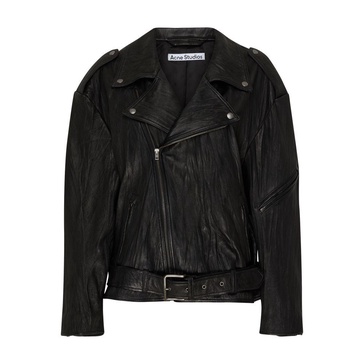 Oversized leather biker jacket