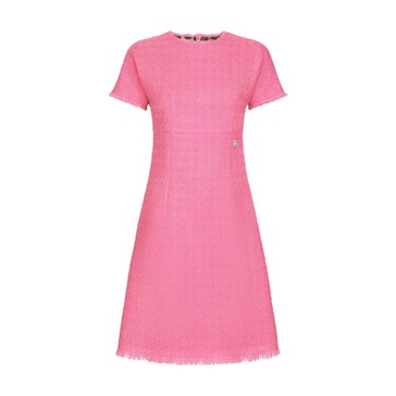 Raschel tweed calf-length dress with logo