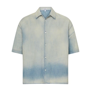 Short sleeve shirt in cotton and linen