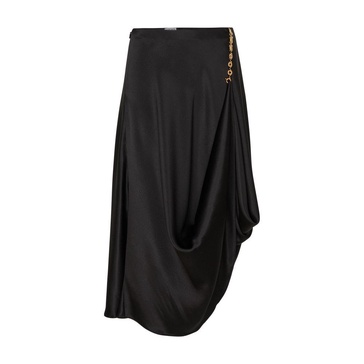 Chain Draped Midi Satin Skirt